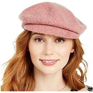 NWT NINE WEST Womens Wool Knit Newsboy Hat Pink